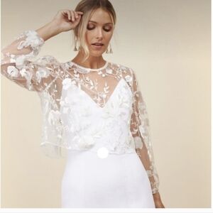 Park & Fifth White Floral Sheer Blouse